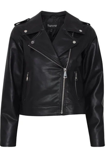 b.young giubbino Chiodo in ecopelle da donna Acomy Biker 20812640 200451 nero