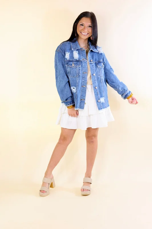 Chic Needs Button Up Cropped Denim Jacket in Medium Wash