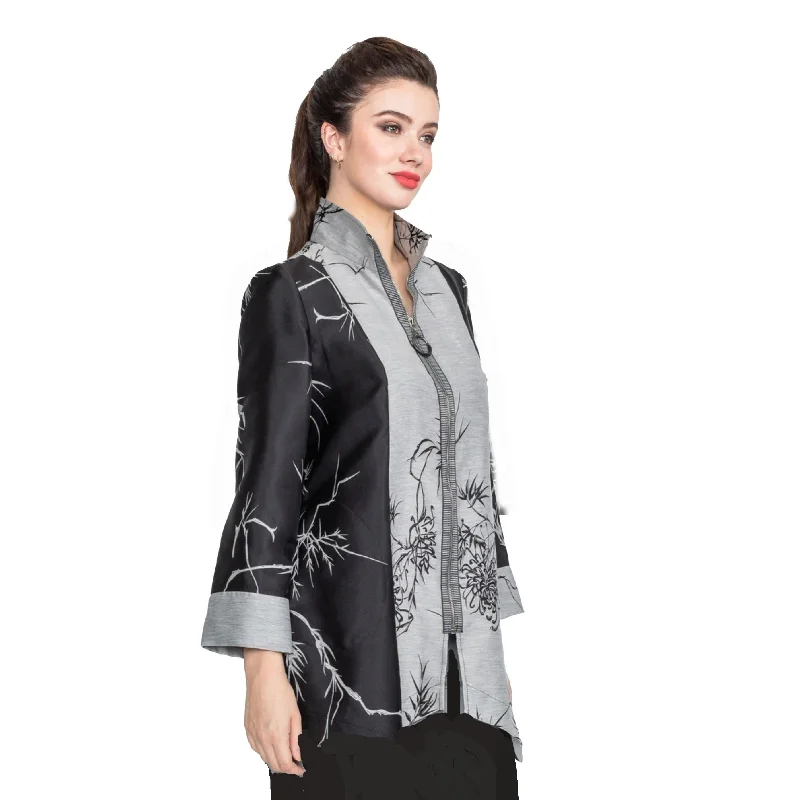 IC Collection Two-Tone Bamboo Jacket in Silver/Black - 4177J