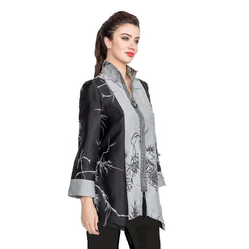 IC Collection Two-Tone Bamboo Jacket in Silver/Black - 4177J