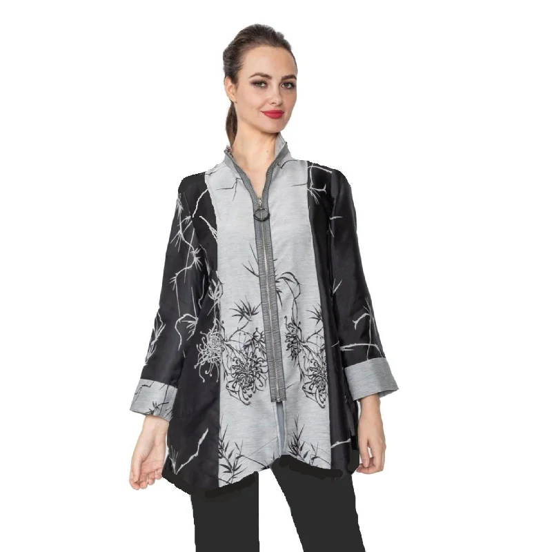 IC Collection Two-Tone Bamboo Jacket in Silver/Black - 4177J