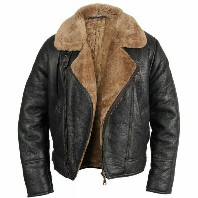 Men's Aviator RAF B3 Flying Shearling Sheepskin Leather Jacket