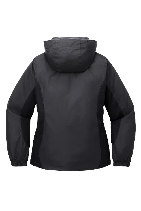 Port Authority Womens 3-in-1 Wind & Water Resistant Full Zip Hooded Jacket - Black/Magnet Grey