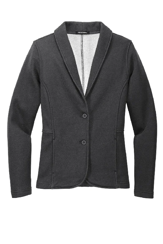 Port Authority Womens Button Down Fleece Blazer - Heather Dark Charcoal Grey