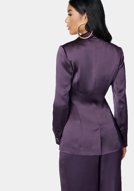 Satin One Button Tailored Jacket