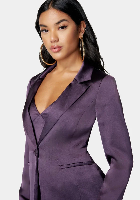 Satin One Button Tailored Jacket