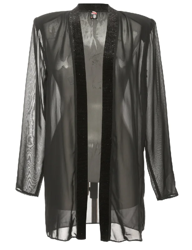 Sheer Black Evening Jacket - L