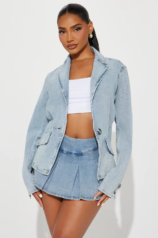 Take My Word Denim Blazer - Light Wash