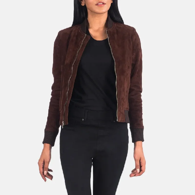 Bomber Vintage Suede Jacket - Rib Knit Cuffs