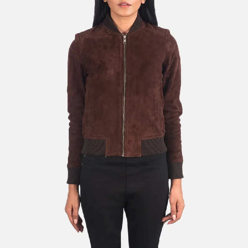 Bomber Vintage Suede Jacket - Rib Knit Cuffs