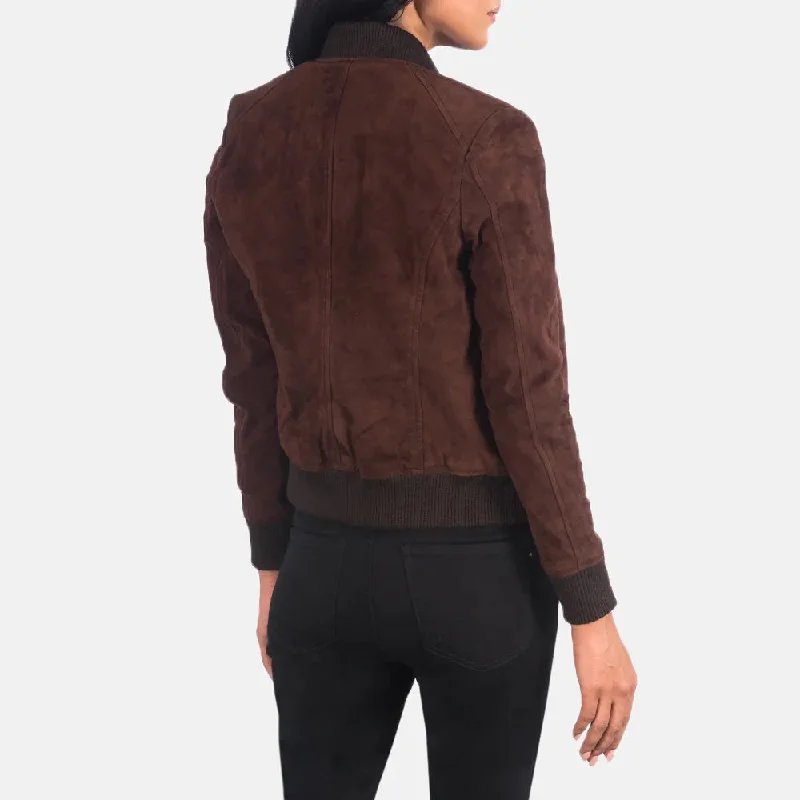 Bomber Vintage Suede Jacket - Rib Knit Cuffs