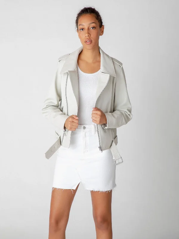 Women White biker Jacket – Boneshia