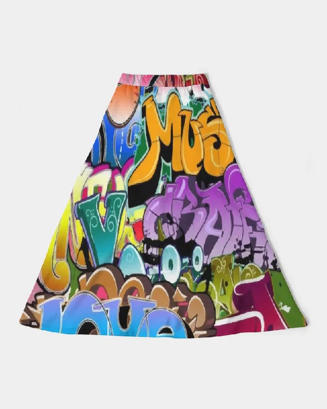 AKH Graffiti Art Women's A-Line Midi Skirt