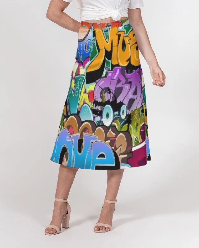 AKH Graffiti Art Women's A-Line Midi Skirt