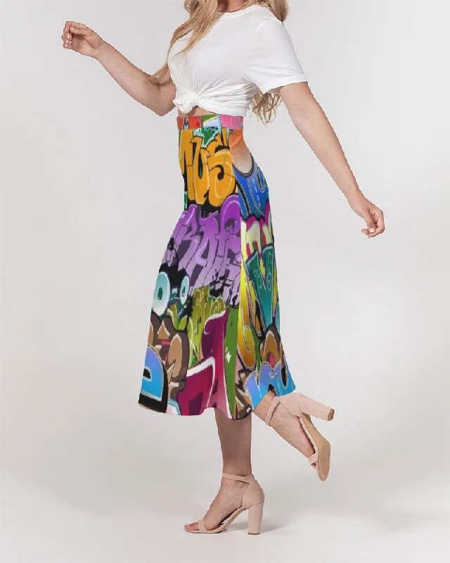 AKH Graffiti Art Women's A-Line Midi Skirt