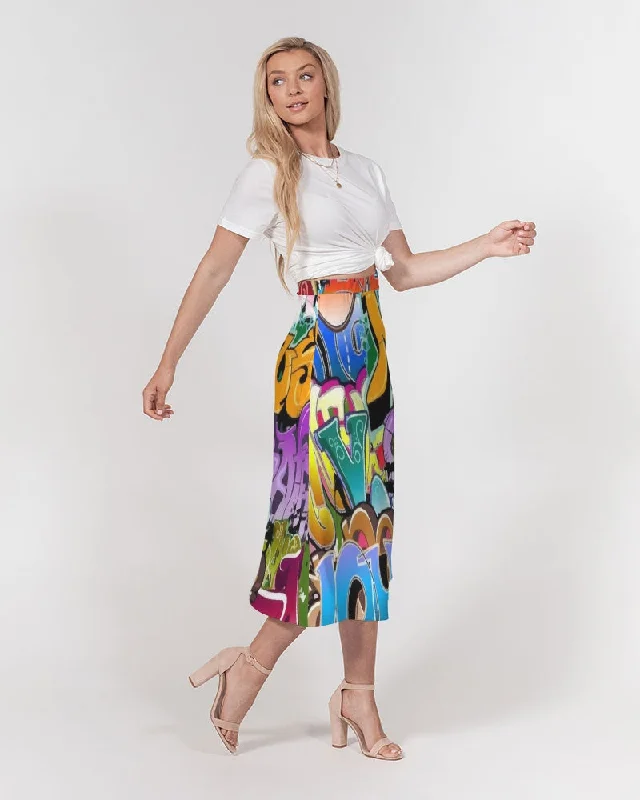 AKH Graffiti Art Women's A-Line Midi Skirt