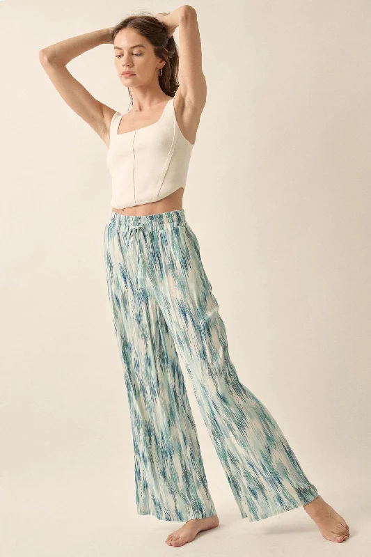 Beach Bash Abstract-Print Wide-Leg Drawstring Pants