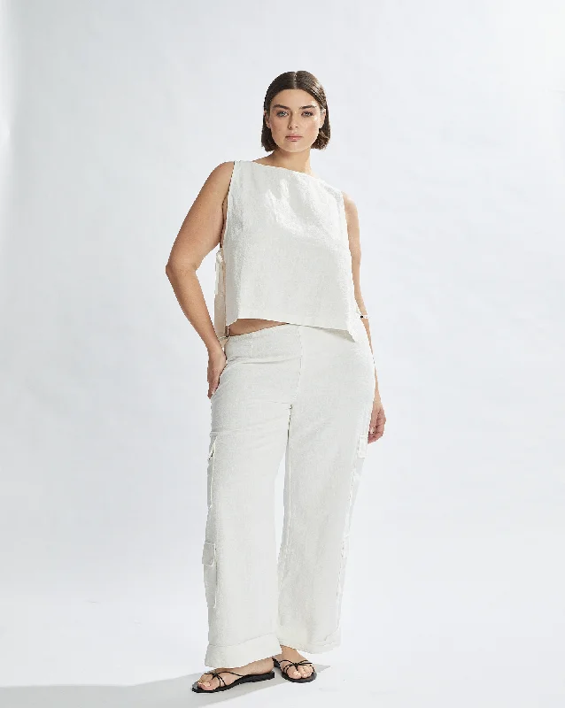 Evie Trousers Off White Cropped