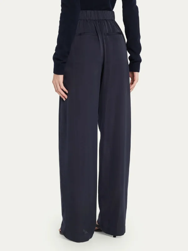 High Waist Silk Blend Pull On Pant