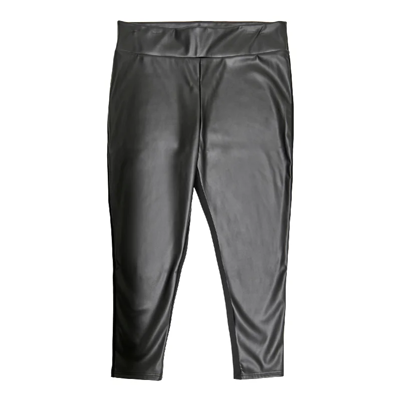 lily morgan Women's Plus Autumn Flair Front Pleather Pants