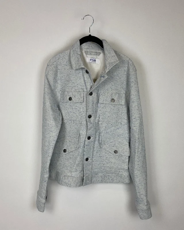 Button Up Blue and White Jacket - Small