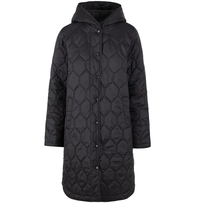 Trespass Womens Phase Hooded Longline Padded Jacket - Black